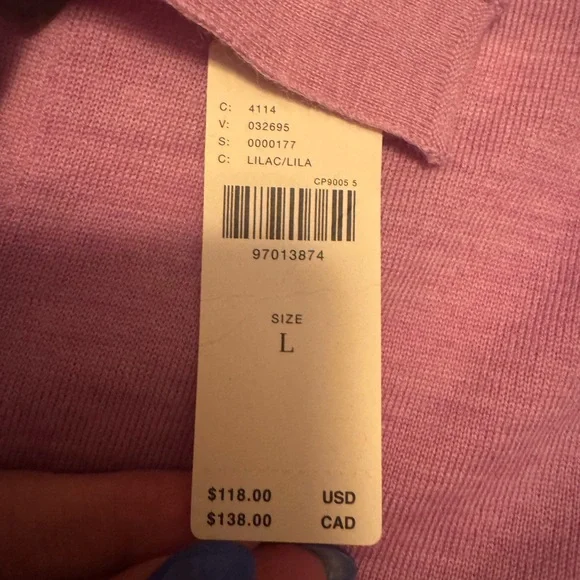 Pilcro Women’s Merino Wool Mock Neck short sleeve cardigan sweater Lilac Large - Picture 3 of 5